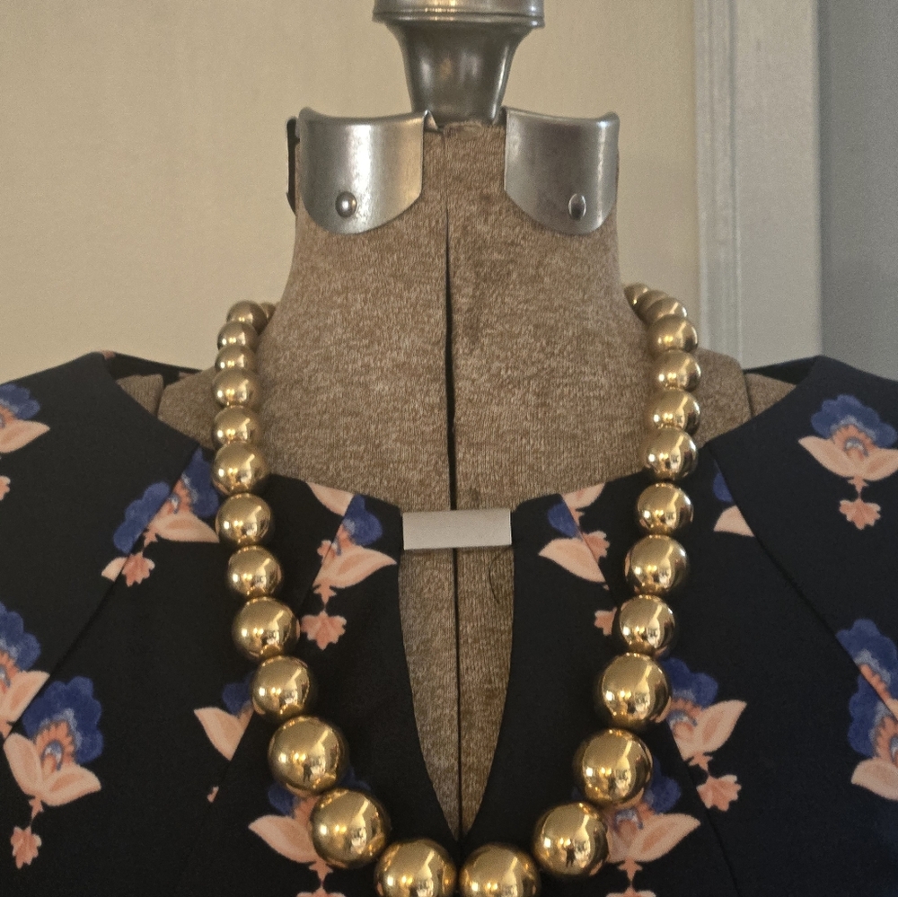 Vintage Napier Gold Tone Graduated Metal Beaded Necklace 22" Long